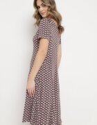  Rochie Bordo-Bej de vară din viscoză cu model mozaic Ivalia
