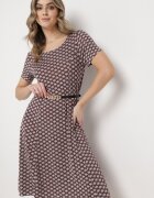  Rochie Bordo-Bej de vară din viscoză cu model mozaic Ivalia