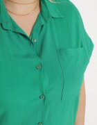  Rochie Cămașă Verde din Vâscoză cu Buzunar cu Croială Dreaptă Caviella