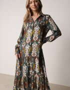  Rochie cămașă Verde închis Evazată Delirime