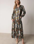  Rochie cămașă Verde închis Evazată Delirime