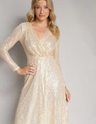  Rochie Cloș Aurie Midi Cu Paiete Ocorna