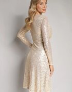  Rochie Cloș Aurie Midi Cu Paiete Ocorna