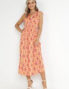  Rochie Cloș Maxi Portocalie cu elastic în talie Branna