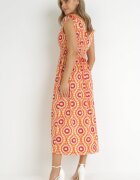  Rochie Cloș Maxi Portocalie cu elastic în talie Branna