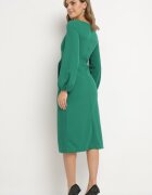  Rochie de cocktail Verde cu fustă petrecută și manșete elastice Felilena