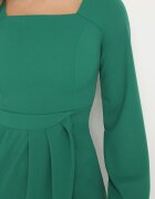  Rochie de cocktail Verde cu fustă petrecută și manșete elastice Felilena