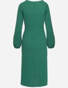  Rochie de cocktail Verde cu fustă petrecută și manșete elastice Felilena