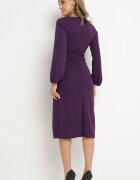  Rochie de cocktail Violet cu fustă petrecută și cu elastic la mâneci Felilena