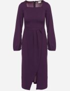  Rochie de cocktail Violet cu fustă petrecută și cu elastic la mâneci Felilena