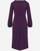  Rochie de cocktail Violet cu fustă petrecută și cu elastic la mâneci Felilena