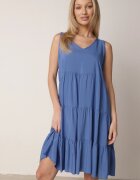  Rochie Evazată Albastră din Bumbac cu bretele Zasea