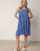  Rochie Evazată Albastră din Bumbac cu bretele Zasea