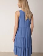  Rochie Evazată Albastră din Bumbac cu bretele Zasea