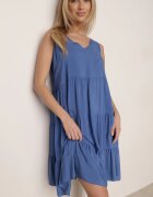  Rochie Evazată Albastră din Bumbac cu bretele Zasea