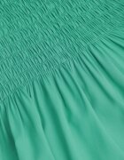  Rochie Evazată din Bumbac Verde cu Bretele Elastic și Volănaș Mevesta