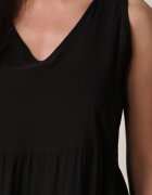  Rochie evazată neagră din bumbac cu bretele Zasea