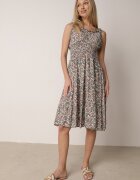  Rochie Evazată Verde-Roz din Bumbac Finisată cu elastic în talie Nelaris
