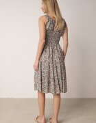  Rochie Evazată Verde-Roz din Bumbac Finisată cu elastic în talie Nelaris