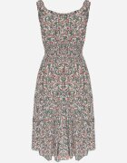  Rochie Evazată Verde-Roz din Bumbac Finisată cu elastic în talie Nelaris