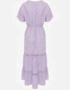  Rochie Fioletowa Maxi cu elastic în talie și inserții din dantelă Anandia