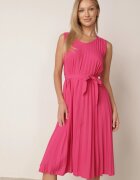  Rochie Fucsia Cloș Midi Plisată cu Curea de material Varethia