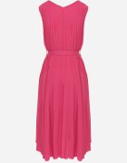  Rochie Fucsia Cloș Midi Plisată cu Curea de material Varethia