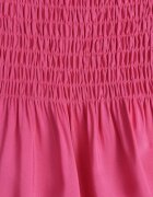  Rochie fucsia evazată din bumbac cu elastic în talie cu bretele Gelfea