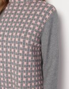  Rochie Gri închis cu croi tip cutie cu guler tip maletă și cu model geometric Karbisa