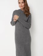  Rochie Gri închis de lână cu glugă în dungi Tyrwe