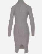  Rochie Gri Reiată cu croială ajustată și guler înalt Cașmir Bumbac și Lână Vaithessa