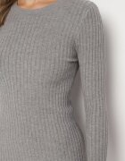  Rochie Gri tricotată mulată reiată cu lână și cașmir Daiantha