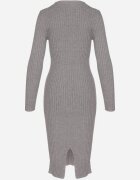  Rochie Gri tricotată mulată reiată cu lână și cașmir Daiantha