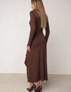  Rochie lungă cu mânecă lungă din viscoză decorată cu drapaj și volănaș Aserefa Maro