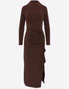  Rochie lungă cu mânecă lungă din viscoză decorată cu drapaj și volănaș Aserefa Maro
