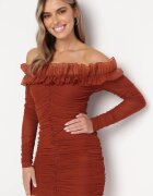  Rochie Maro Mulată Hispankă cu Volan Turlia