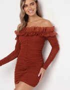  Rochie Maro Mulată Hispankă cu Volan Turlia