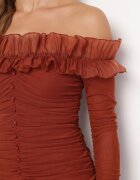  Rochie Maro Mulată Hispankă cu Volan Turlia