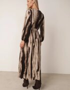  Rochie Maro-Neagră Cloș Petrecută Maxi cu Cordon în Talie Ilunita