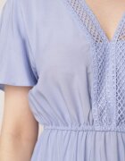  Rochie Maxi albastră deschisă cu elastic în talie și inserții din dantelă Anandia