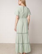  Rochie Maxi Mentă cu elastic în talie și inserții de dantelă Anandia