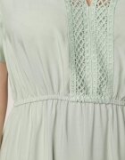  Rochie Maxi Mentă cu elastic în talie și inserții de dantelă Anandia
