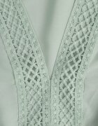  Rochie Maxi Mentă cu elastic în talie și inserții de dantelă Anandia