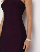  Rochie Maxi Mov închis Fără bretele Decorată Cu fir metalic Bergena