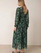 Rochie Maxi Verde-Neagră cu Decolteu Plic cu Imprimeu la Modă Ceconna
