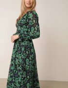  Rochie Maxi Verde-Neagră cu Decolteu Plic cu Imprimeu la Modă Ceconna