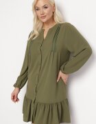  Rochie Mini Tip Cămașă Verde deschis cu Volănaș Brindel
