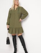  Rochie Mini Tip Cămașă Verde deschis cu Volănaș Brindel