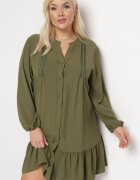  Rochie Mini Tip Cămașă Verde deschis cu Volănaș Brindel