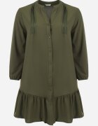  Rochie Mini Tip Cămașă Verde deschis cu Volănaș Brindel